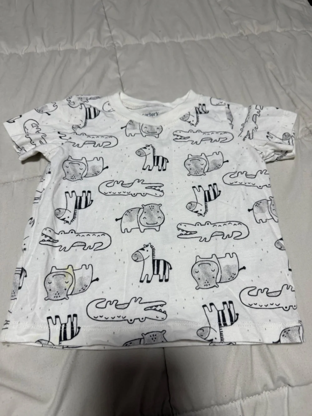 Carter's 24 Months 2-Piece Overalls & Tee Set Striped Alligator Cotton